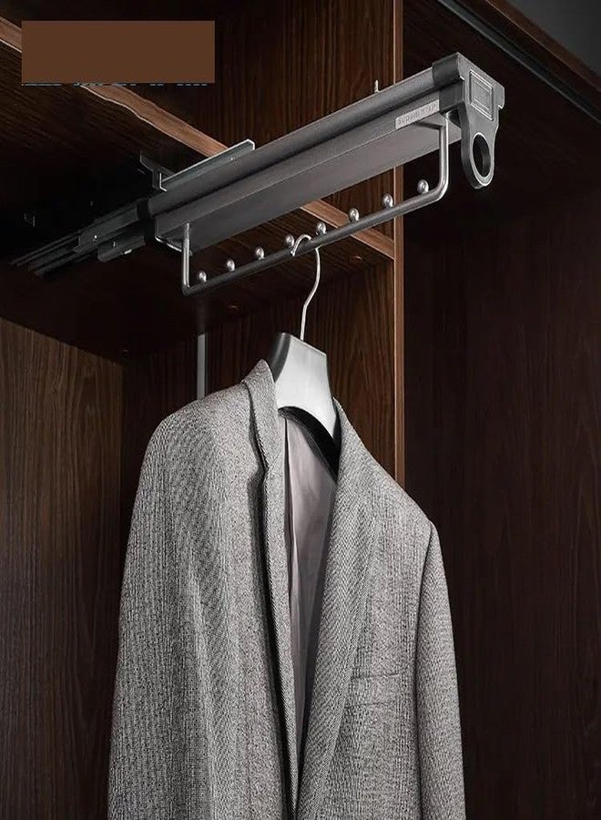 DBR Metal, Fabric Wardrobe Pull Out Soft Closing Trousers Rack Pants Hanger Bar Clothes Organizers for Closet, 1, Grey - Image 2